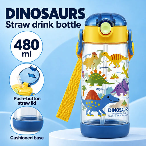 Skater Dinosaurs One-Push Straw Bottle 480ml — Product details