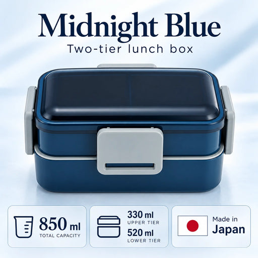 Skater 2-Tier Fuwatto Bento Box Midnight Blue 850ml — Product details
