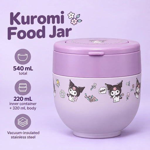 Skater Insulated Food Jar Folding Handle Kuromi Flower Retro 540ml — Product details