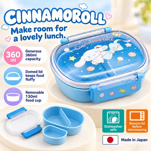 SKATER Cinnamoroll Large Bow Fluffy-Lid Tight Bento Box 360ml — Product details