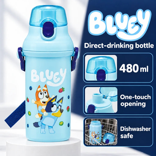 Skater Bluey Dishwasher-Safe Plastic One-Touch Direct-Drinking Bottle — Product details