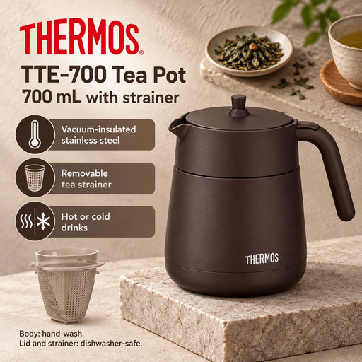Thermos Vacuum Insulated Tea Pot Brown 700ml — Product details