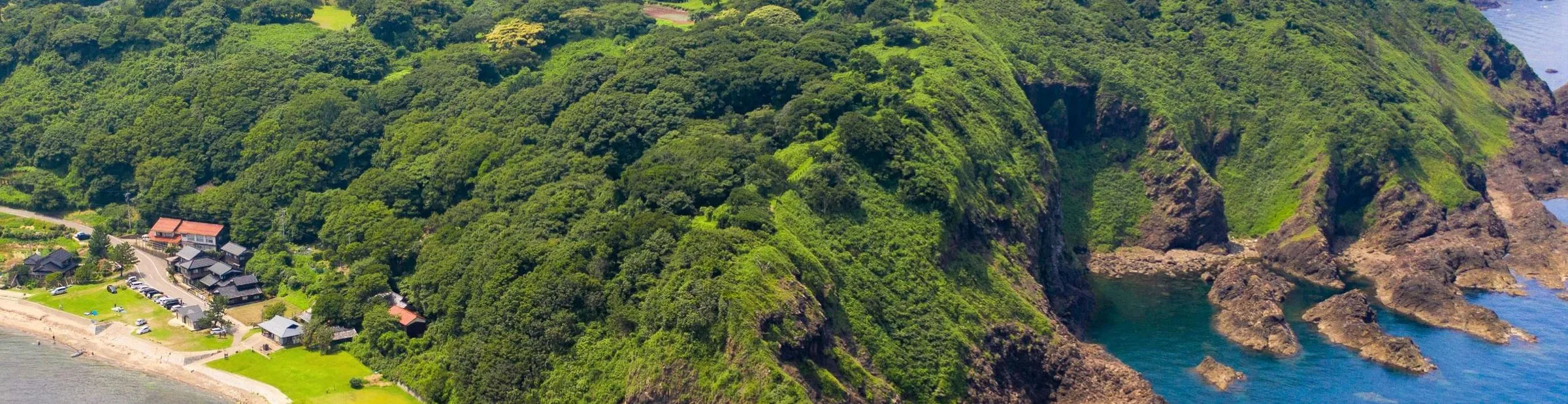 Aerial view of the Noto Peninsula coastline, Ishikawa, Japan